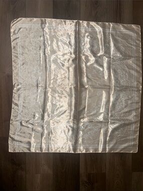 Silky Paisley Square Scarf in Shimmery Cream